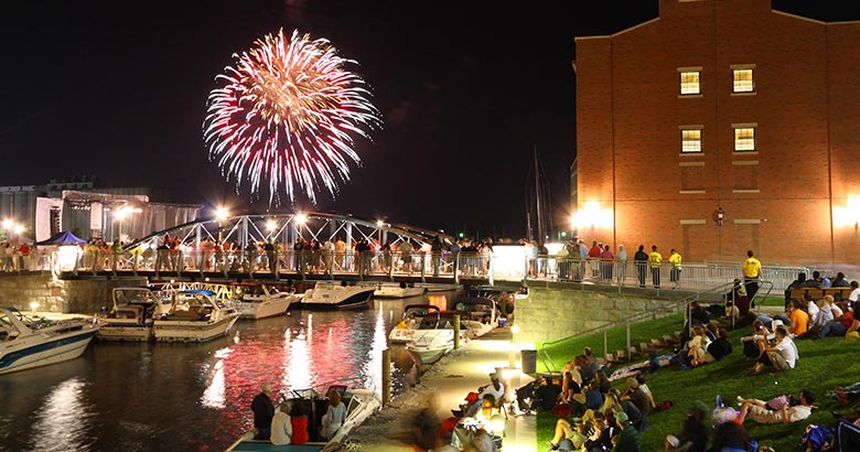 Fireworks viewed from Canalside