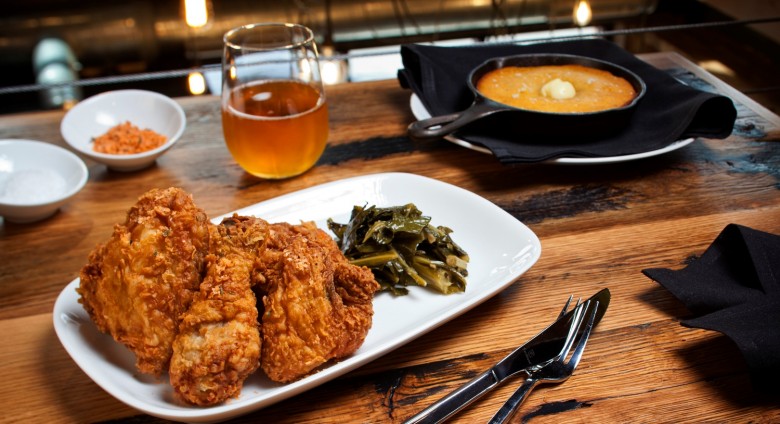 Buttermilk Fried 1/2 Chicken with Cast Iron Corn Bread. Photo courtesy Toutant