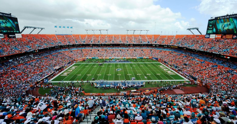 A half empty Sun Life Stadium. Home of the Miami Dolphins.