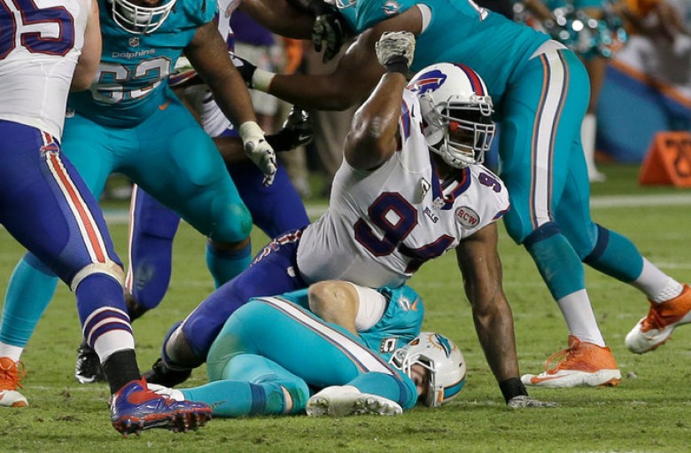 Buffalo's Mario Williams after sacking Miami quarterback Ryan Tannehill.