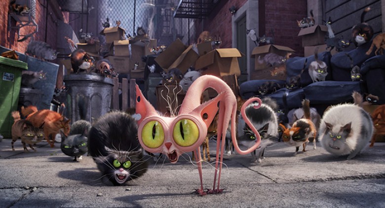 (Center) Ozone (STEVE COOGAN) is an alley cat with an attitude in Illumination Entertainment and Universal Pictures’ “The Secret Life of Pets,” a comedy about the lives our pets lead after we leave for work or school each day. Credit: Illumination Enterta
