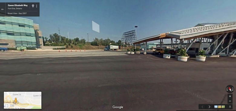 Make a right onto the sidewalk next to Truck Road.