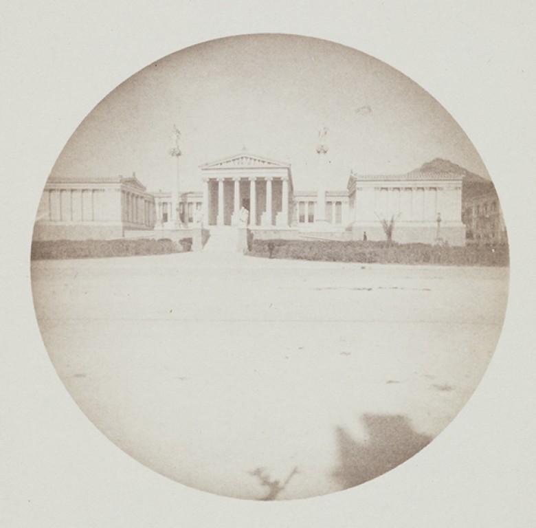 A fascinating photograph taken by Raymond K. Albright with a Kodak 1 camera during the family’s Grand Tour. It is not of the Acropolis but rather of a Neo-Classical knock-off of the Acropolis: the Academy of Athens built in 1885. John J. Albright must cer