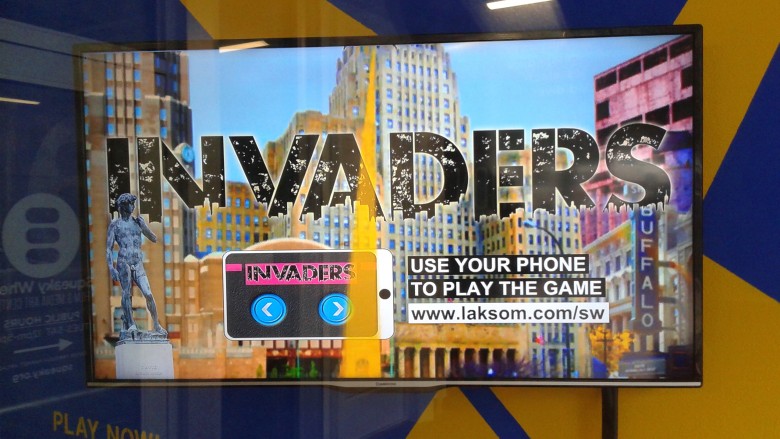 "Invaders" by PJ Moskal, video game with Mac Mini.