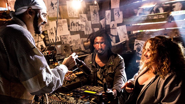 (From L-R): Siddharth Dhananjay, Mamoudou Athie and Danielle Macdonald in the film PATTI CAKE$. Photo by Jeong Park. © 2017 Twentieth Century Fox Film Corporation All Rights Reserved