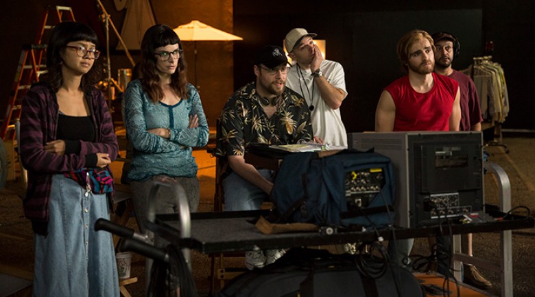 Charlyne Yi, Kelly Oxford, Seth Rogen, Paul Scheer, and Dave Franco. Photo by Justina Mintz, courtesy of A24