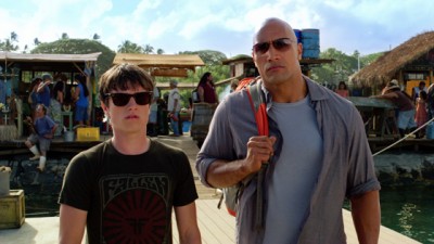 JOSH HUTCHERSON as Sean and DWAYNE JOHNSON as Hank