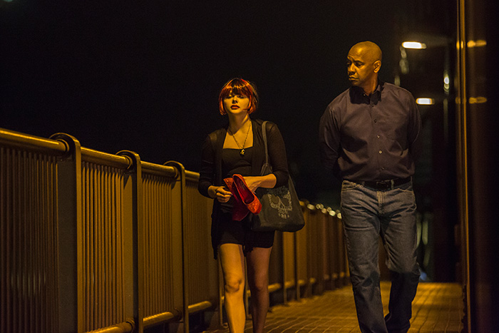 Teri (CHLOE GRACE MORETZ) and McCall (DENZEL WASHINGTON) walk across the bridge in Boston in Columbia Pictures’ THE EQUALIZER. PHOTO BY: Scott Garfield ©2013 CTMG. All Rights Reserved. **ALL IMAGES ARE PROPERTY OF SONY PICTURES ENTERTAINMENT INC. FOR PROM