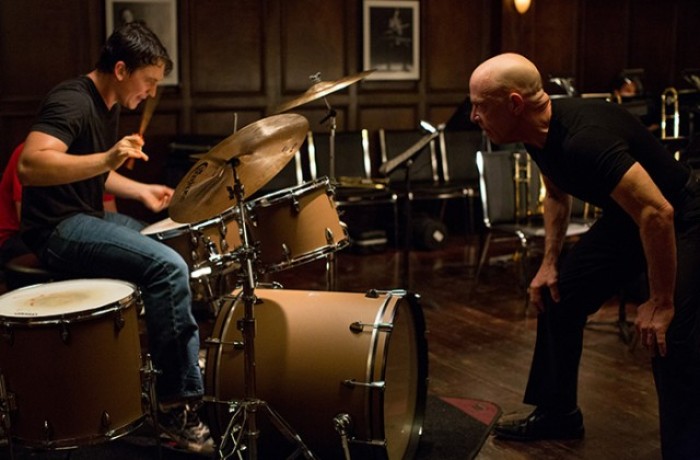 Left to right: Miles Teller as Andrew and J.K. Simmons as Fletcher. Photo by Daniel McFadden, Courtesy of Sony Pictures Classics