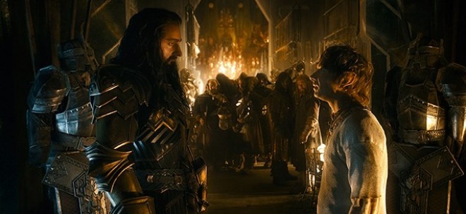 Copyright: ©2014 WARNER BROS. ENTERTAINMENT INC. AND METRO-GOLDWYN-MAYER PICTURES INC. (US, CANADA & NEW LINE FOREIGN TERRITORIES). Photo Credit: Courtesy of Warner Bros.  (L-r) RICHARD ARMITAGE as Thorin and MARTIN FREEMAN as Bilbo.
