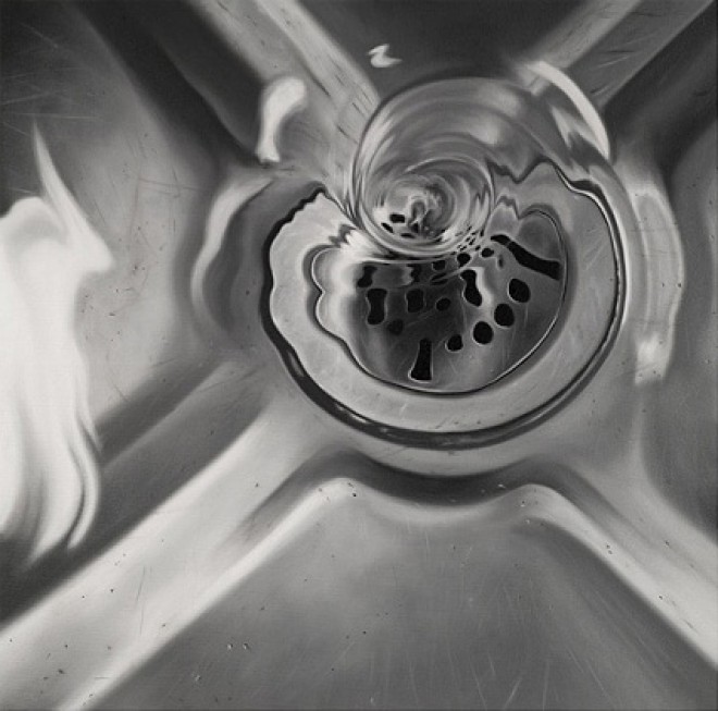 Drain, 2009; oil on canvas, 24 x 24 inches