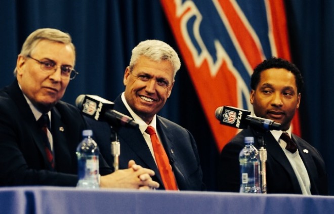 R-L: Owner Terry Pegula, HC Rex Ryan, & GM Doug Whaley