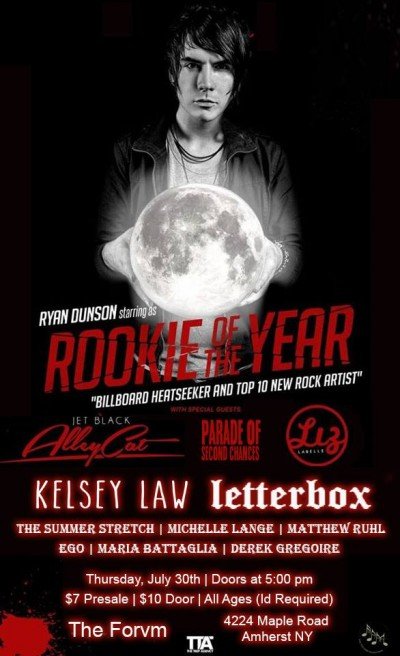 Rookie Of The Year w/ Jet Black Alley Cat, Liz labelle, Letterbox, Kelsey Law, The Summer Stretch, Matthew Ruhl, Michelle Lange, & more! at The Forvm — Jul 30, 2015