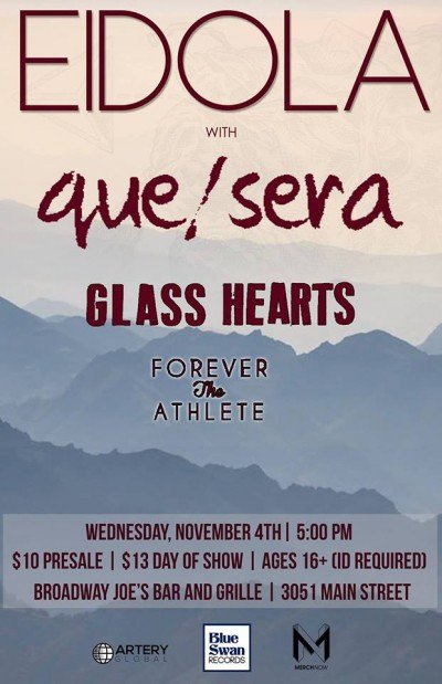 Eidola & Que Sera w/ Glass Hearts, Forever The Athlete, & more!