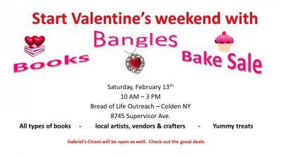 Book, Bake and Bangle Sale at Bread of Life Outreach Center/Gabriel's Closet — Feb 13, 2016