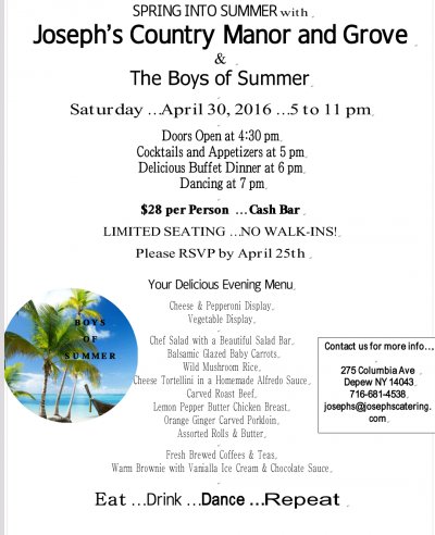 Spring Into Summer with Joseph's and THE BOYS OF SUMMER Band — Apr 30, 2016