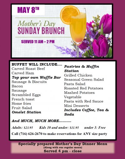 Mother's Day Brunch at The Irishman! — May 8, 2016