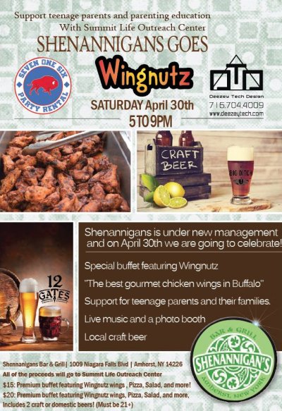 Shenannigans Bar Goes Wingnutz Charity Event Supporting Summit Life Outreach Center — Apr 30, 2016
