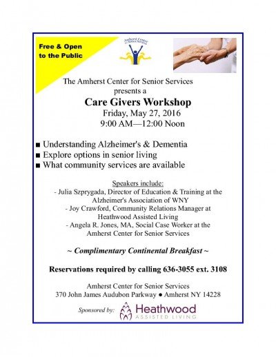 Care Givers Workshop — May 27, 2016