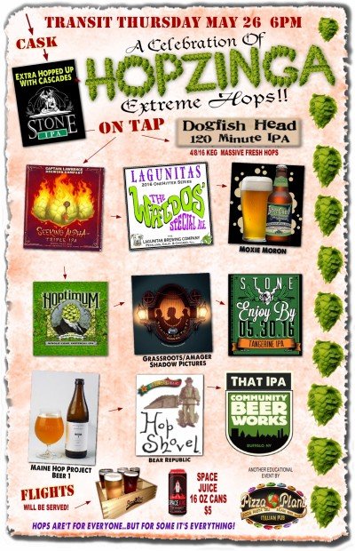 Hopzinga! Beer Tasting at Pizza Plant Italian Pub - Transit Road — May 26, 2016