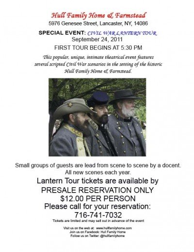 Hull Family Home & Farmstead Civil War Candle Light Tours — Sep 24, 2016