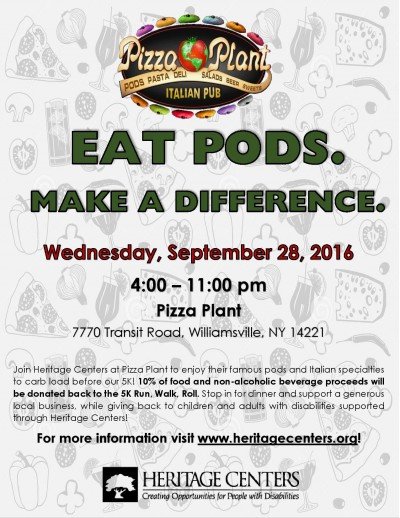 Eat Pods. Make a Difference. at Pizza Plant Italian Pub - Transit Road — Sep 28, 2016