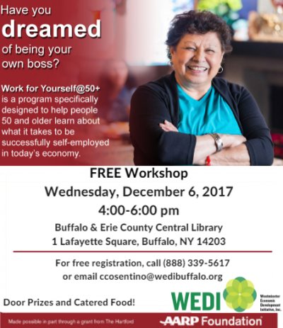 Work for Yourself @ 50+ Workshop at Buffalo & Erie County Public Library — Dec 6, 2017