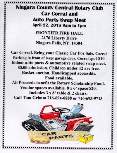 Niagara County Central Rotary Club Auto Parts Swap Meet & Car Corral — Apr 22, 2018