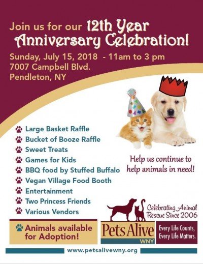 Pets Alive WNY 12th Anniversary Celebration at Pets Alive WNY — Jul 15, 2018