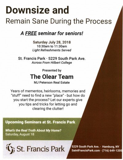 Downsizing seminar for seniors — Jul 28, 2018