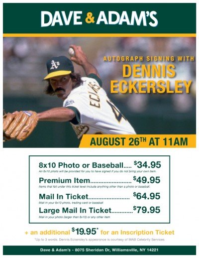 Dennis Eckersley Signing at Dave & Adam's