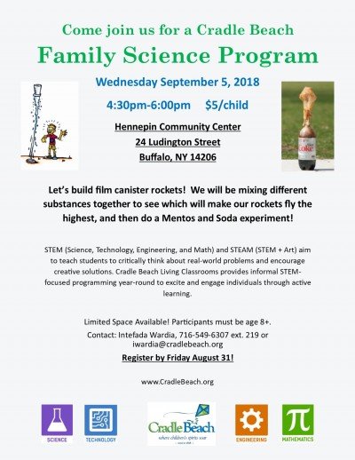 Cradle Beach Family Science Program: Mini-Rockets! — Sep 5, 2018
