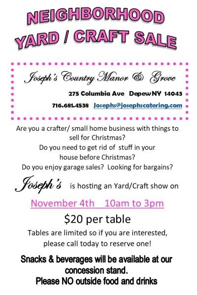 Neighborhood Yard/Craft Sale — Nov 4, 2018