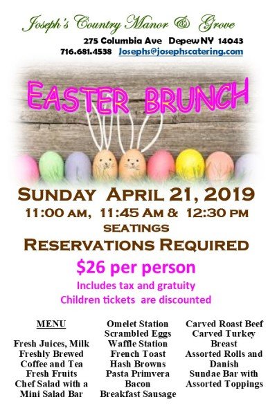 Easter Brunch at Joseph's — Apr 21, 2019