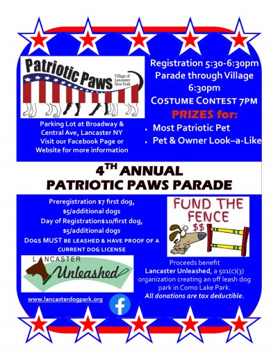 Patriotic Paws Parade to benefit Lancaster Unleashed's Dog Park — Jun 30, 2019