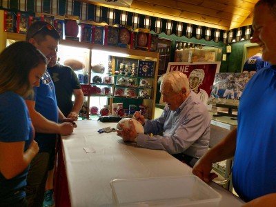 Marv Levy and Jamie Mueller at Bases Loaded