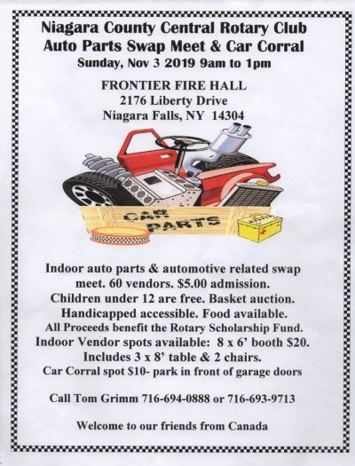 NCC Rotary Club Auto Parts Swap Meet & Car Corral — Nov 3, 2019