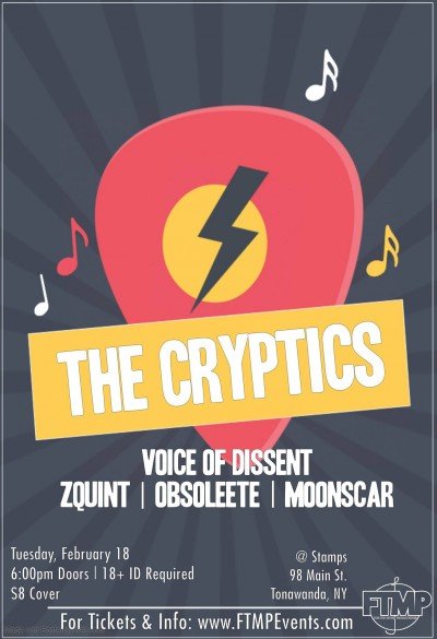The Cryptics w/ Voice Of Dissent, Zquint, Moonscar, & more! — Feb 18, 2020