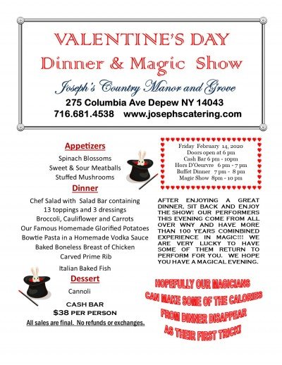 Valentine's Day Dinner & Magic Show — Feb 14, 2020