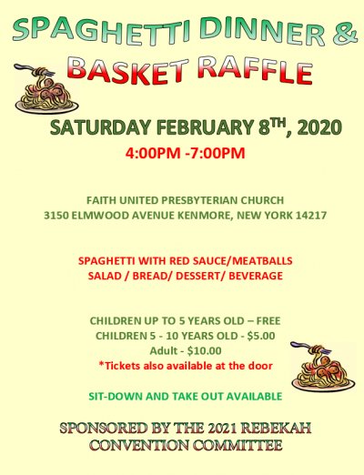 Spaghetti Dinner AND Basket Raffle — Feb 8, 2020