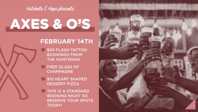 Axes & O's at Hatchets & Hops — Feb 14, 2020