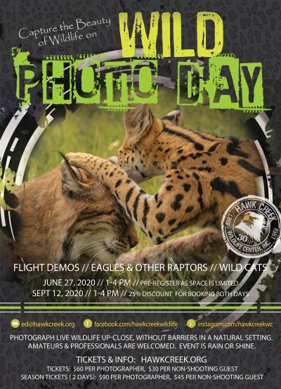 WILD PHOTO DAY - SPRING Hawk Creek Wildlife Center at Hawk Creek Wildlife Center — Jun 27, 2020