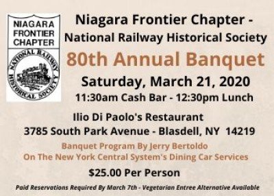 National Railway Historical Society Annual Banquet & Program - Niagara Frontier Chapter