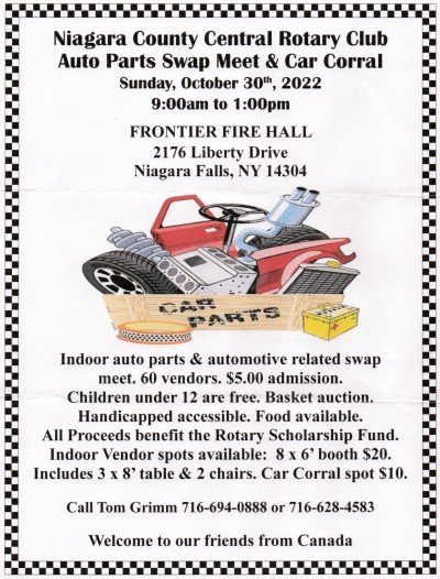 Niagara County Central Rotary Club Auto Parts Swap Meet & Car Corral