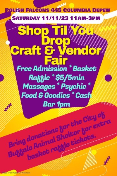 Shop Til You Drop Holiday Craft & Vendor Fair at Polish Falcons Society of Depew — Nov 11, 2023