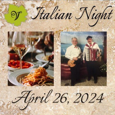 Italian Dinner and Wine Pairing at Spring Lake Winery — Apr 26, 2024