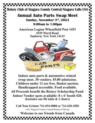 Rotary Club of Niagara County Central/Niagara Falls USA  Annual Auto Parts Swap Meet