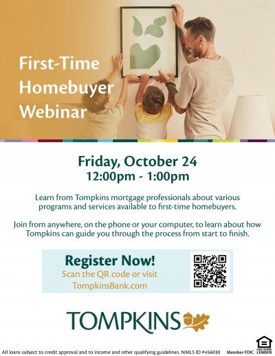 First-time Homebuyers Webinar with Tompkins Community Bank — Oct 24, 2025