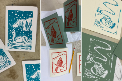 Holiday Card Linocut Workshop at the Botanical Gardens