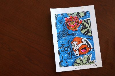 Koi Fish Reduction Print: Linocut Workshop at the Botanical Gardens
